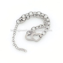 Beautiful 316l covering silver stainless steel bracelet , 1.7mm width chain bracelet with bead charms